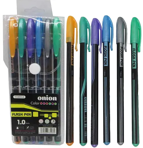 Набор гелевых ручек, 6 шт., с металлическим эффектом, PVC