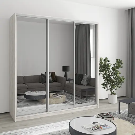 Шафа-купе тридверна MebelStar Комбо AL 3 Дзеркала 200x60x210 см Аляска сірий (MBS-3424)