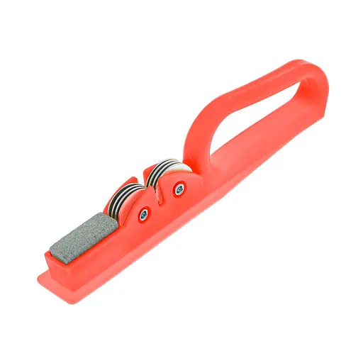 Точилка для кухонных ножей ручная механическая пластиковая с точильным камнем, A-plus Красный 84260 - фото 1