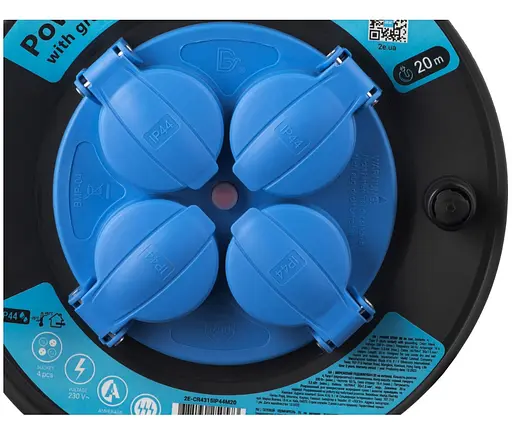 Сетевой удлинитель на катушке 2E CR4315 REEL 20 м, 4xТипF, IP44, 16A - фото 2