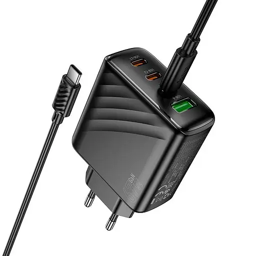 Зарядний пристрій адаптер живлення з кабелем C-C Hoco CS27A Supply charger 67W 4 порти - фото 2