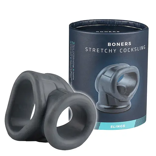 Эрекционное кольцо Boners Liquid Silicone 2 in 1 Ballstretcher серый - фото 4
