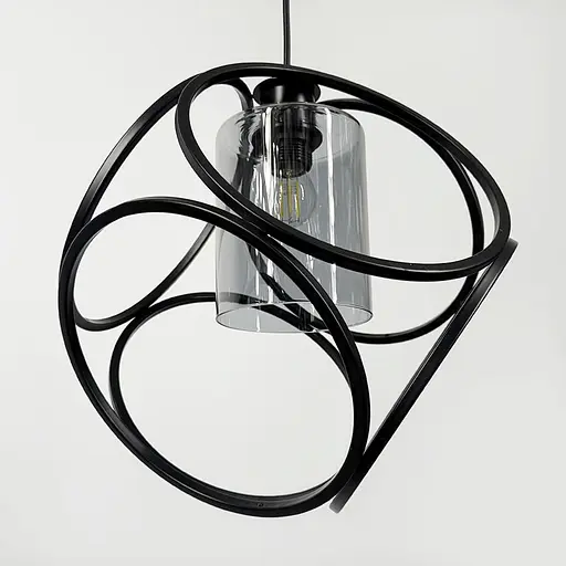 Підвісний світильник із графітовим плафоном у чорному корпусі 35×35 см | Арт. 12865/1 BK+GR | Line F - фото 2