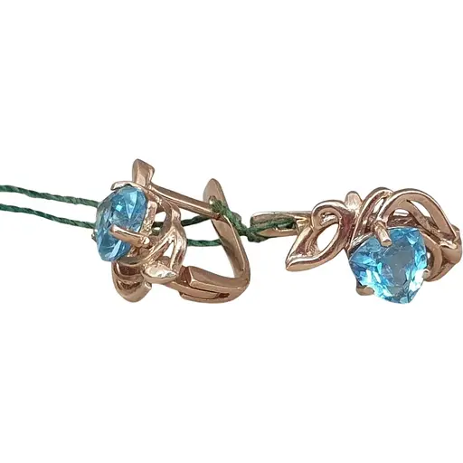 Золотые серьги ЮЗ "Багет" с топазами. 21150