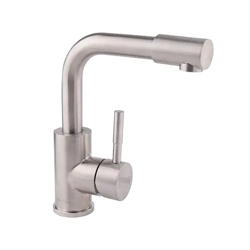 Смеситель для умывальника Г-образный гусак Ø35 Wezer EKO1B-01 1/10 Нержавеющая сталь - фото 1