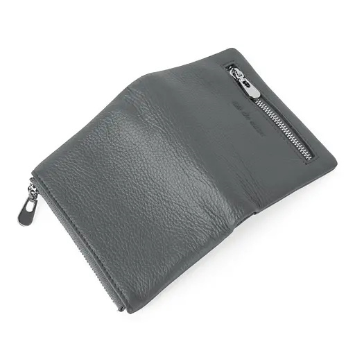 Жіночий шкіряний гаманець маленький De Esse LC14016-GD35 сірий на магніті - фото 3