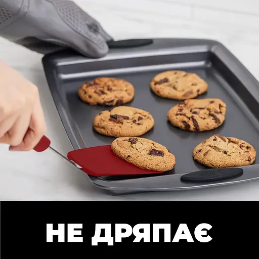 Професійна кулінарна силіконова лопатка 38 см для смаження та перевертання на антипригарному посуді Бордовий 88317 - фото 3