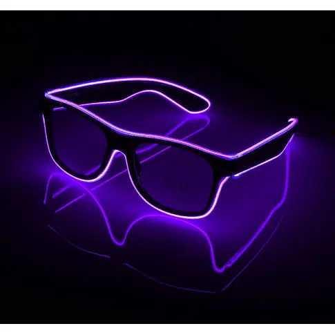 Очки светодиодные Leds прозрачные El Neon ray purple неоновые