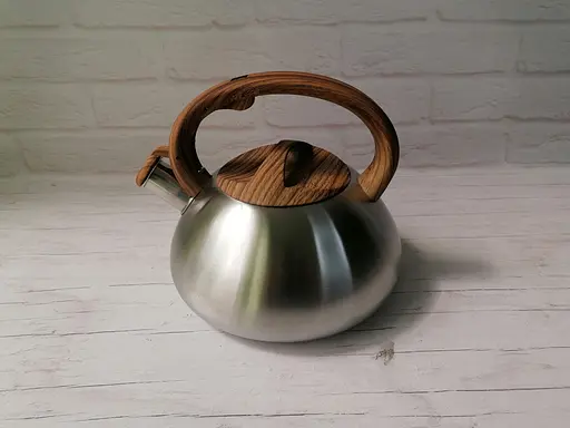 Чайник Zauberg з нержавійки та свистком коричнева ручка 3 л ZB-006 - фото 2