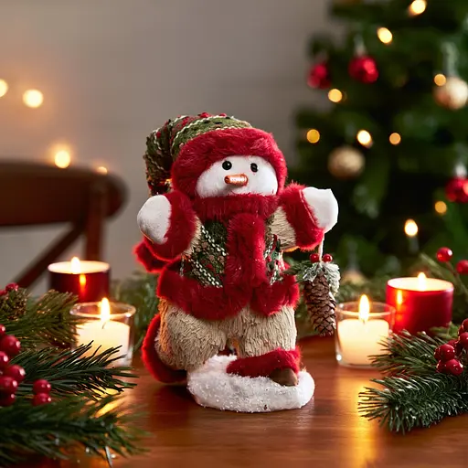 Новорічна фігурка Сніговик з шишкою 19×17×40 см Yiwu CR-4-16