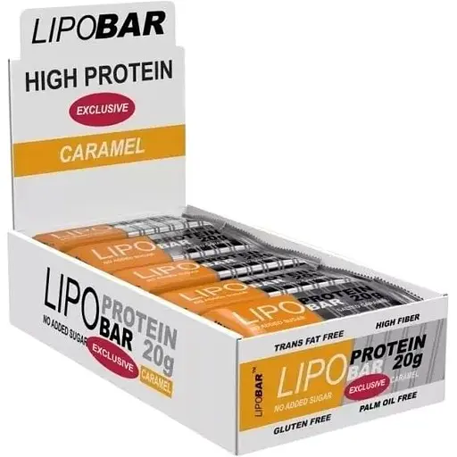 Батончик LipoBar Protein Bar БЛОК, 20*50 грам - Карамель