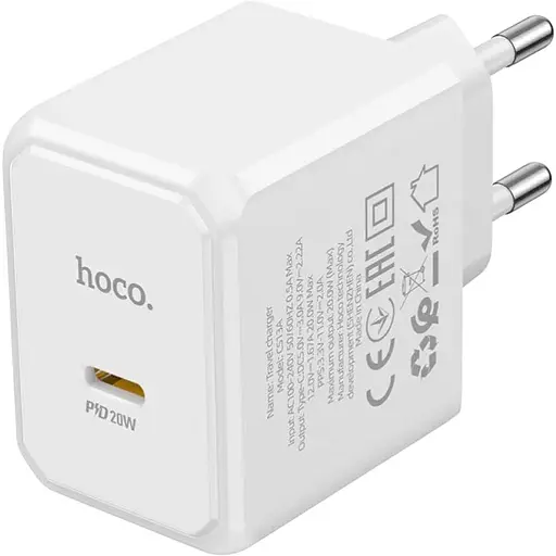 Зарядное устройство Hoco CS13A Ocean PD20W Type-C PC+ABS White