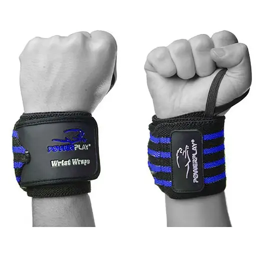 Бинти для зап'ясть (кистьові бинти) PowerPlay 3081 Gym WristT Wraps Чорно-Сині (PP_3081_Blue) - фото 1