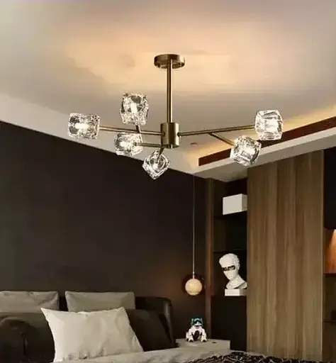 Світлодіодна люстра Кубик 8614 (Золота) на 6 плафонів