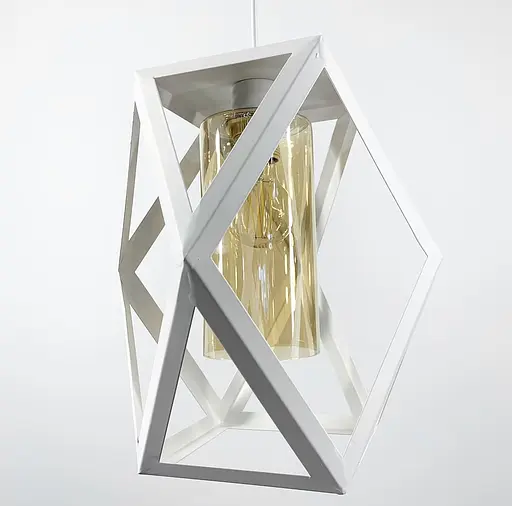 Світильник в геометричному білому металевому корпусі Line.F Колір плафона Янтарний - фото 4