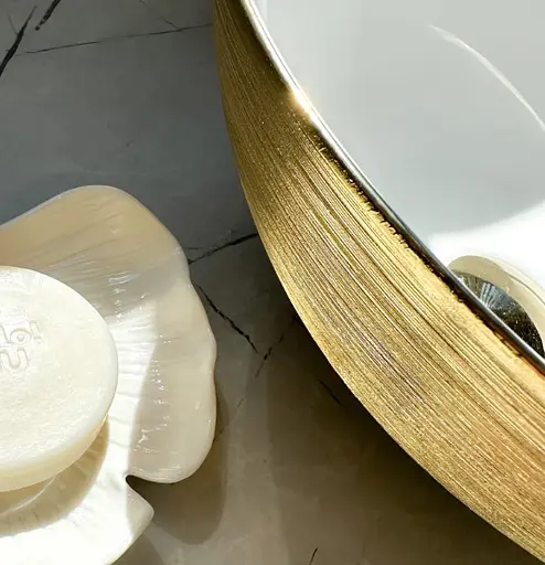 Умивальник Rea Stella brushed gold white накладний REA-U9087, Золотий - фото 6