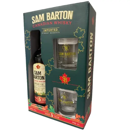 Набір віскі Sam Barton 0.7 л 40% з 2 склянками - фото 1