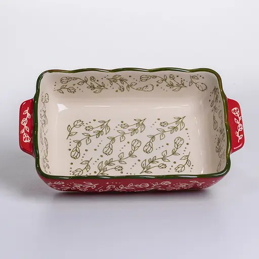 Форма для выпечки Vintage 23×14×5 (см) прямоугольная форма для выпечки в духовке с ручками Красный Yiwu HM05-09 - фото 4