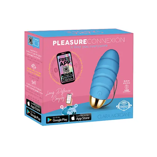 Віброяйце Clara Morgane Pro Pleasure Connexion 8.5 см блакитний - фото 4