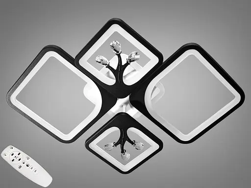 Декоративная LED люстра с димером и подсветкой, 100W, черная люстра. - фото 1