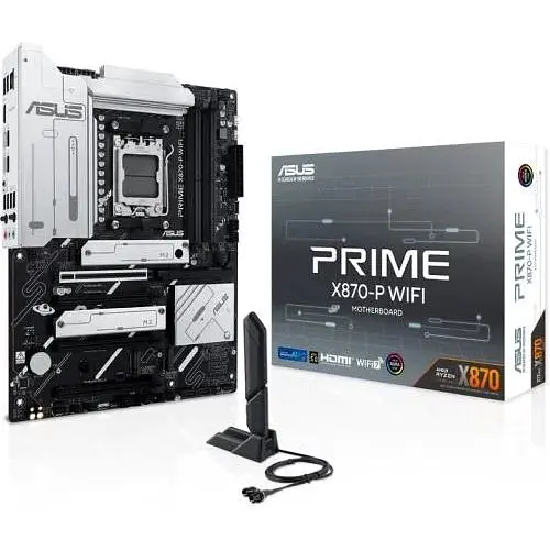 Материнская плата Asus AM5 Prime X870-P WIFI, X870, 4xDDR5, Int.Video (CPU), 2xSATA3, 4xM.2, 1xPCI-E 5.0 x16, 3xPCI-E 4.0 x16, Realtek 7.1, WiFi 7, Bluetooth 5.4, Realtek 2.5Gb, HDMI/2xType-C, ATX - фото 2