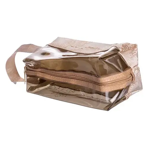 Набір косметичок Yiwu HP-16-1KBE 22х11х18 / 17х10х11 см водонепроникні 2 шт. бежеві/прозорі  - фото 7