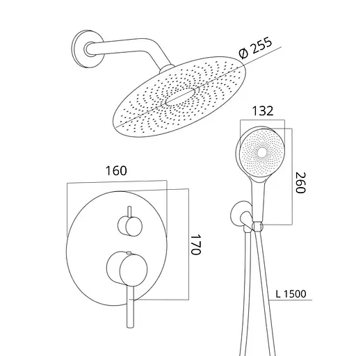 Душова система універсальна Qtap Scorpio прихованого монтажу на два споживача QTSCO113BLM45897 Black matt, Чорний матовий - фото 2