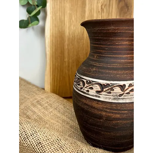 Глек 2 літри керамічний (глиняний) різьблений без ручки   - фото 7