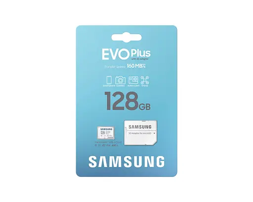 Samsung Мапа пам'яті microSD 128GB C10 UHS-I R130MB/s Evo Plus + SD - фото 8