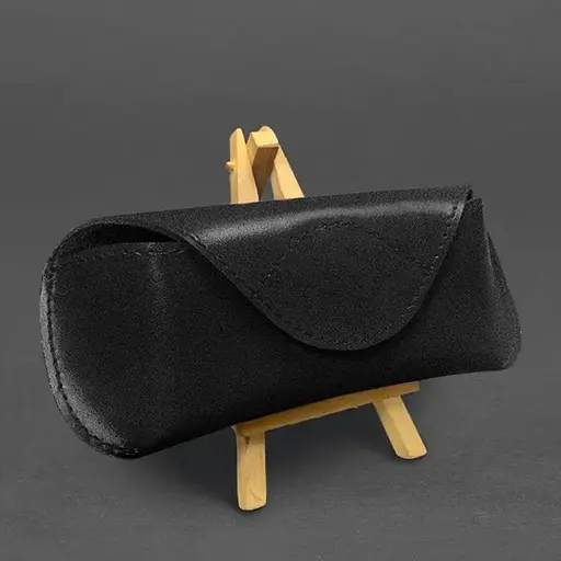 Кожаный чехол для очков BlankNote Краст с клапаном на магните Черный  - фото 2