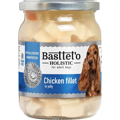 Влажный корм для собак Basttet'o Holistic кусочки филе курицы в желе 500 г