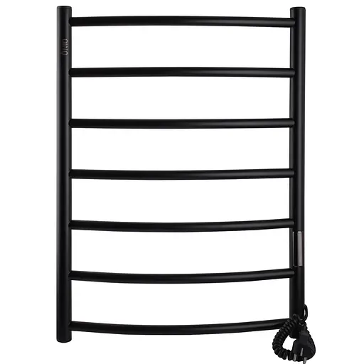 Електрична рушникосушка Unio LD ЕU 700-500-7 BLK Драбинка Дуга чорна, Чорний матовий, Праве, Електронний - фото 1