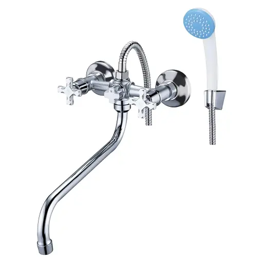 Смеситель для ванны Solone JIK7-A102-A двухвентильный с душевым набором Хром 30412 - фото 1