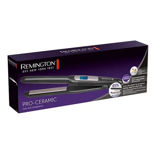 Випрямляч Remington PRO-Ceramic Extra Slim, температурних режимів 9, 150-230С, чохол, дісплей, кераміка, чорний - фото 4