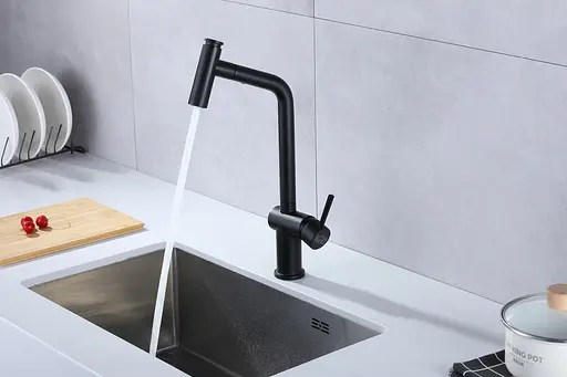 Cмеситель для кухни с выдвижным изливом черный Nett FBB-44 Черный - фото 4