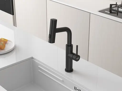 Cмеситель для кухни водопад с выдвижной лейкой черный Nett LB-35 Черный - фото 8