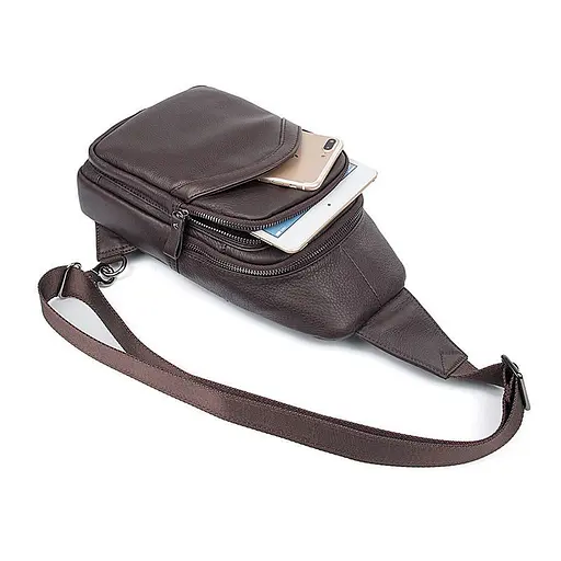 Кожаная сумка-слинг John McDee 30.5х18х5.5 см sum0025574 - фото 6