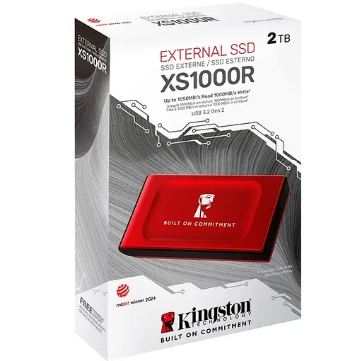 Внешний SSD-накопитель, 2 ТБ, Kingston XS1000 BoC, красный, Type-C 3.2 (Gen 2), 1050/1000 МБ/с (SXS1000R/2000GA) - фото 3