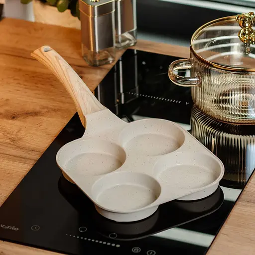 Порционная сковорода 4 круглые секции для блинов омлетов панкейков Белый - фото 4