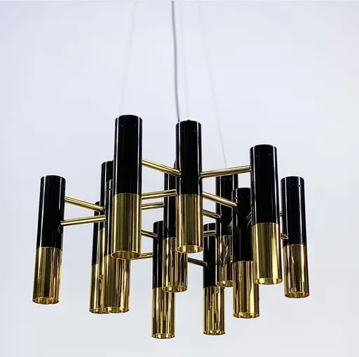 Современная люстра с комбинированным цветом корпуса: глянцевый черный и золото Line.F Количество ламп 7 - фото 7