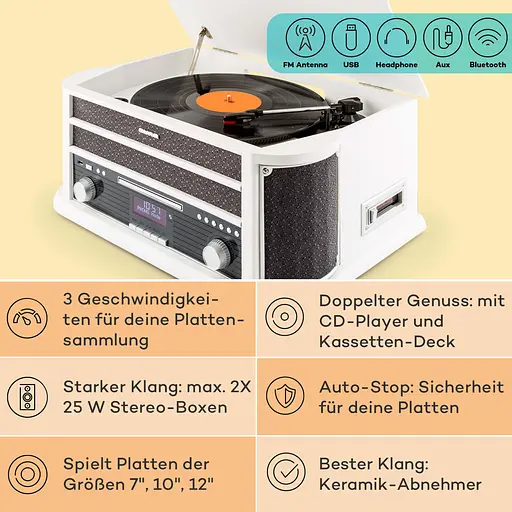 Програвач вінілу/стереосистема auna Belle Epoque 1908 DAB (10030660) - фото 7