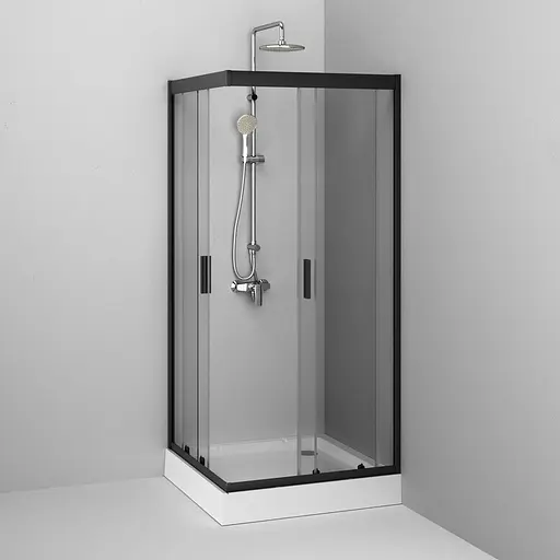 Душевая кабина Am.Pm Gem Square Slide 90x90 см без поддона black W90UG-403-090BT, прозрачная, черная - фото 4