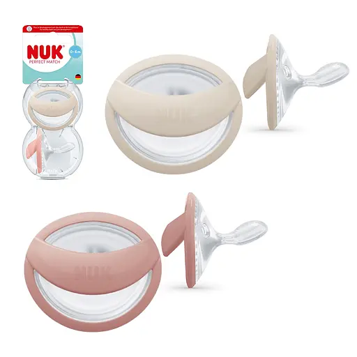 Пустышка Nuk Perfect Match силиконовая размер 1 0-6 мес. 2 шт. бежевая с розовой (3954150) - фото 3