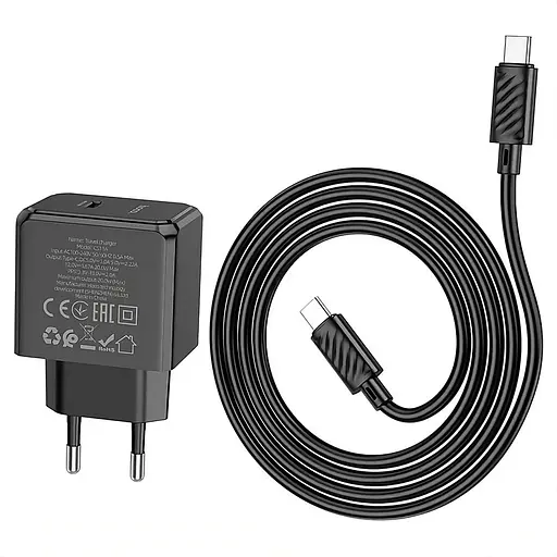 Сетевое зарядное устройство Hoco CS13A Ocean PD20W с кабелем Type-C Type-C черный - фото 2