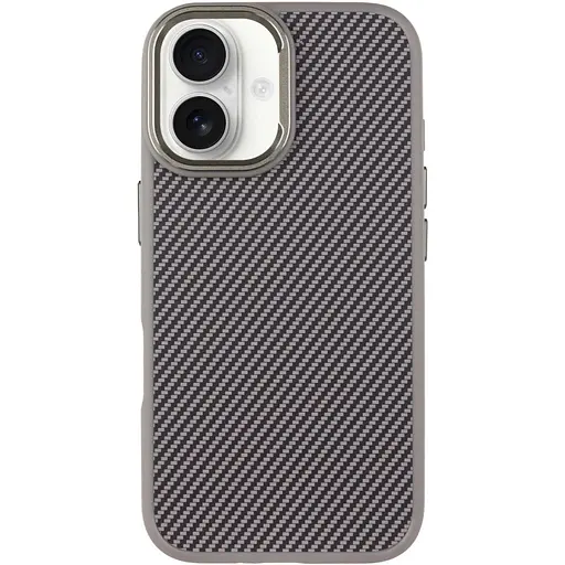 Чехол Epik TPU+PC Carbon with MagSafe для Apple iPhone 16, 6.1 Grey