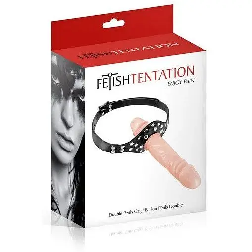 Кляп с двойным фаллоимитатором Fetish Tentation - Double Penis Gag Flesh - фото 2