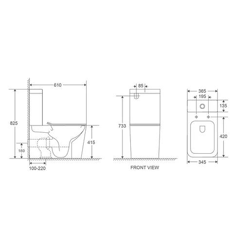 Унитаз-компакт Mixxus Premium Quadro-0401-R 610x365x825 мм, Rimless MP6457, Белый - фото 2