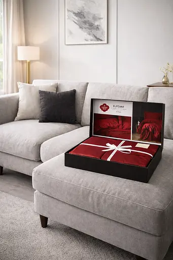 Комплект постельного белья евро 200х220 см сатин бордовый TC303376215 - фото 2