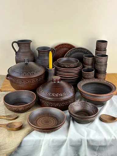 Столовий сервіз керамічного (глиняного) посуду на 12 осіб Декор