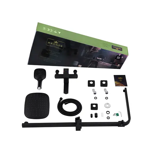 Душова система Kroner KRP Edelstahl Kubus - SCH063 CV022979, Чорний матовий - фото 11